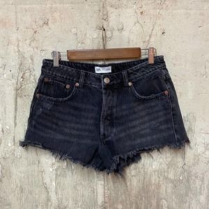 Zara Black Denim Cutoff High Waist Shorts 6